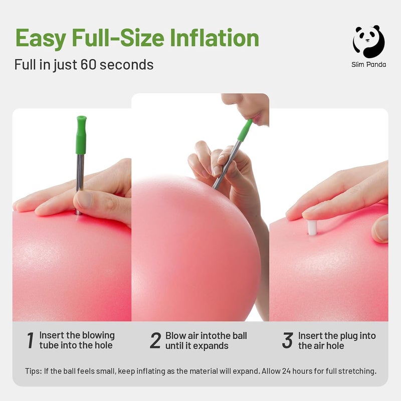 Slim Panda Pilates Ball, 9 Inch Small Exercise Ball, Anti Burst Mini Yoga Ball for Stability, Workout, Barre, Core Strength, Physical Therapy, Balance, Stretching - Image 4
